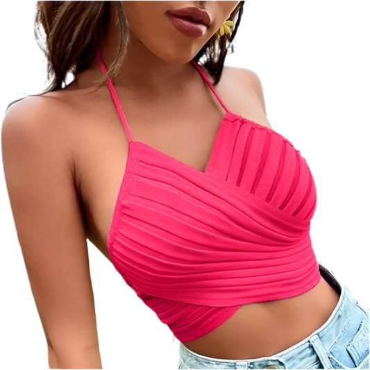 Summer Wear Cross Tie Hanging Neck Knitting Camisole Women's New Sweet Sexy Short Bra Top free shipping daily deals new arrivals