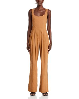 Isabel Wide Leg Stretch Linen Jumpsuit