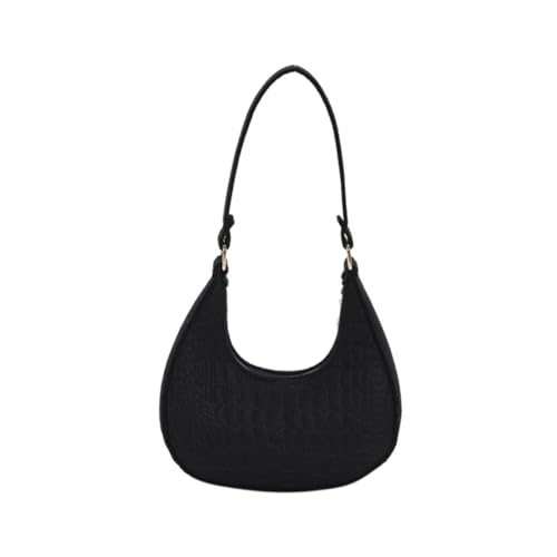 YISHATIER Women's Fashion Felt Tote Bag Chic Vintage Handbag Y2K Aesthetic Bag Top Handle Hobo Bag Shoulder Bag With Zipper (Black)