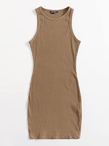 PQHDVM Wervot Womens Rib-Knit Bodycon Dress (Color : Mocha Brown, Size : X-Large) Promo