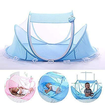 GOLKIPAR Portable Folding Baby Mosquito net with Sleeping pad & Soft Pillow 0-3 Years Old Baby Bed Canopy Indoor/Outdoor Decoration Bed Crib Travel Cot Tent Bedroom Cushion for Outdoor Camping Home Kid