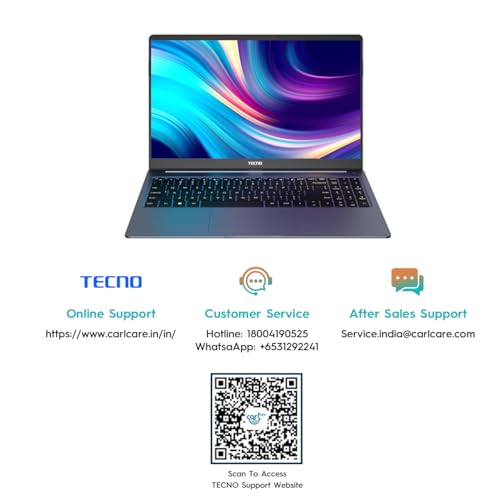 Tecno MEGABOOK T1, Intel Core 11th Gen i3 Processor (8GB RAM/ 512GB SSD Storage), 15.6-Inch (39.62 CM) Eye Comfort disply, (14.8mm Ultra Slim/ 70 Wh Large Battery/Windows 11/ Space Grey / 1.56 Kg)