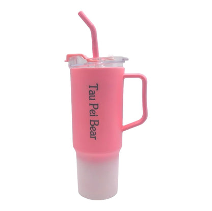 Generic Tau'Bottle, 40oz Coffee, Tea, Water bottle Rainbow Plated tumbler Home with handle Strow 3-pieces, 14.3*26.6cm, Pink, SMILE-1046X