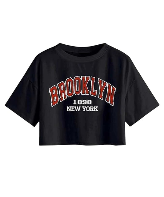 Brooklyn 1898 New York Women's Black Crop Top. New Arrival