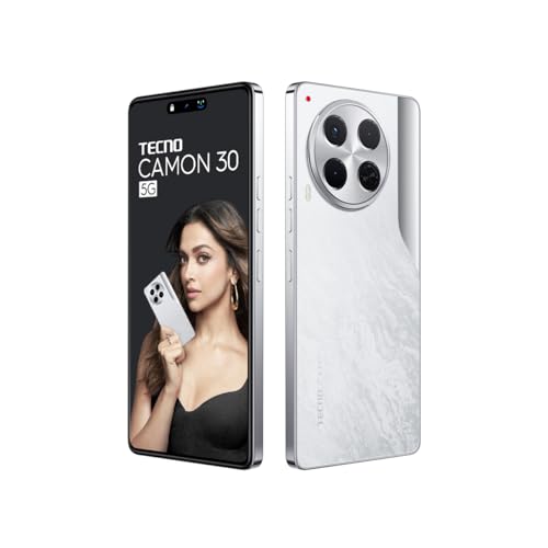 Tecno CAMON 30 5G (Uyuni Salt White, 8GB+256GB) | 100MP OIS Camera + 50MP Auto Focus Selfie | 6.78" LTPS AMOLED Display | MediaTek Dimensity 7020 | 5000mAh Battery & 33W Charger