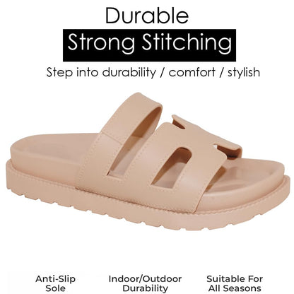 TRENDSUP Comfortable Flat Sandals for (Tan, US Footwear Size System, Adult, Numeric, Medium, Promo