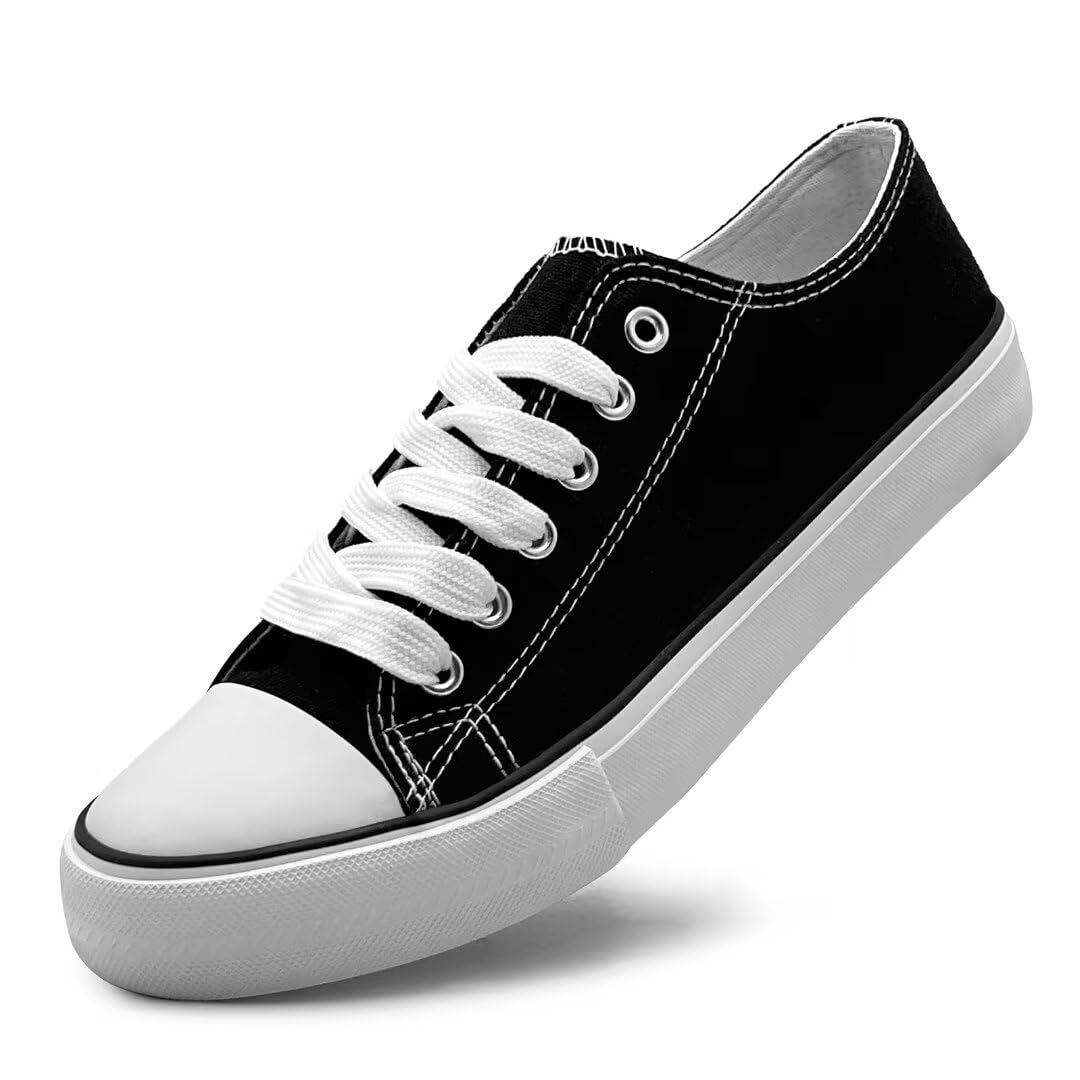 Unisex Low Top Lace Up Casual Canvas Shoes for and Men, Comfortable Lightweight Classic Fashion Sneakers Popular 2024, Zapatillas Casual De Lona De Moda para Hombre Y Mujer Black