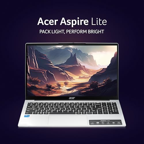 Acer Aspire Lite 12th Gen Intel Core i5-12450H Thin and Light Laptop (Windows11Home/16GB RAM/512GB SSD/MSO) AL15-52H, 39.62cm (15.6") IPS Full HD, Backlit Keyboard, Pure Silver, 1.7KG