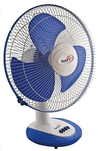 Indo Silver Shadow White Blue Table Fan 16 Inch