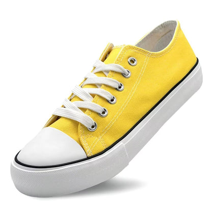 Unisex Low Top Lace Up Casual Canvas Shoes for and Men, Comfortable Lightweight Classic Fashion Sneakers Popular 2024, Zapatillas Casual De Lona De Moda para Hombre Y Mujer Yellow promo new arrivals daily