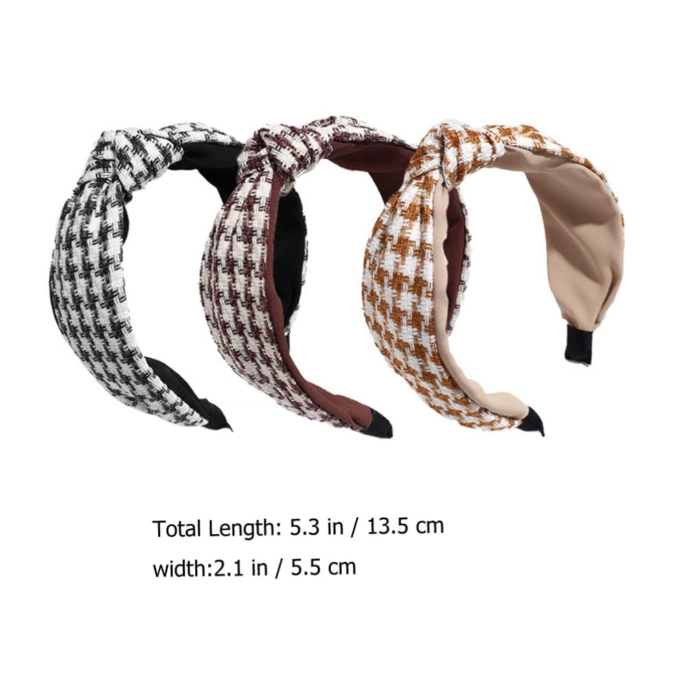 Knotted Headbands Houndstooth Print Headwraps Boho Wide Headwear Cosmetic Hair Band Retro Head Wraps Fashionable New ArrivalHair Hoop Hair Styling Accessories for Women Girls