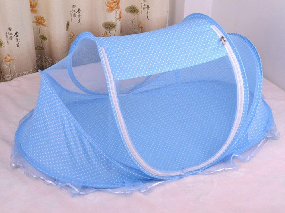 GOLKIPAR Portable Folding Baby Mosquito net with Sleeping pad & Soft Pillow 0-3 Years Old Baby Bed Canopy Indoor/Outdoor Decoration Bed Crib Travel Cot Tent Bedroom Cushion for Outdoor Camping Home Kid