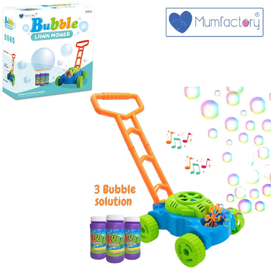 Mumfactory Bubble Mower for Toddlers, Kids Bubble Blower Machine Lawn, Outdoor Push Toys, Birthday Gifts for Preschool 3 4 5 6 7 8