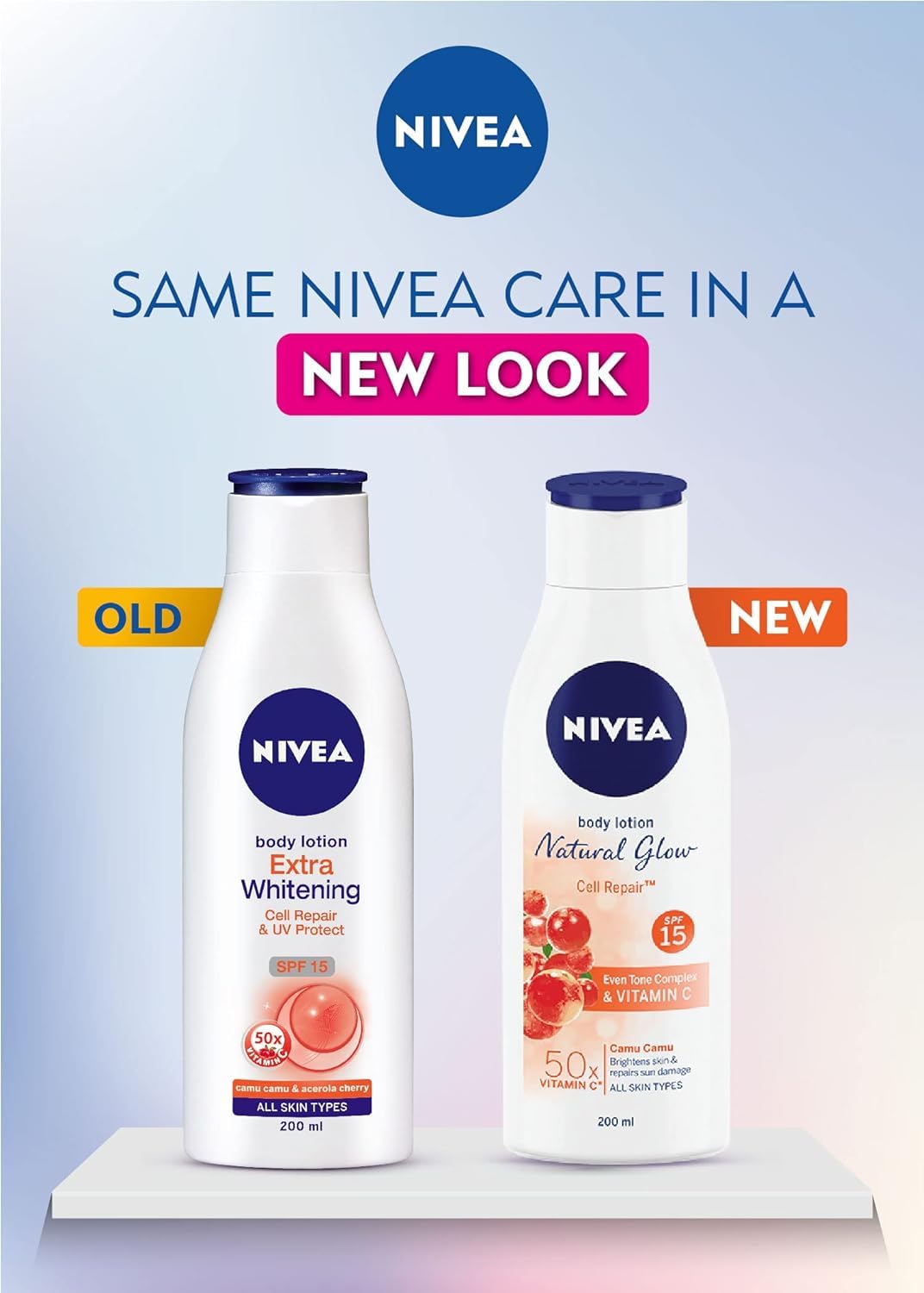 Nivea Body Lotion Natural Glow | Cell Repair Even Tone Complex & Vitamin C SPF 15 | 400ml (13.52 Fl OZ) Beauty