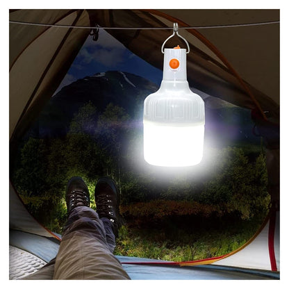 2 PCs LED Rechargeable Light Bulb, Tent Lantern Battery Powered Outdoor Lamp with Hook and USB, 30W 500 Lumens Stable Lighting Portable Outdoor for Emergency Camping Patio Garden BBQ