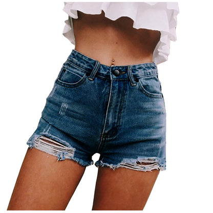 Jean Shorts for Women, Blue Summer Ripped Hot Pants High Waisted Denim Shorts Teen Girls Short Jeans, Small, Dark Blue