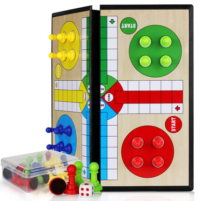 KIDAMI Ludo Magnetic Board Game Set, Children’s Family Ludo Learning Game for Kids and Adults（11.2X11.2 in Toy