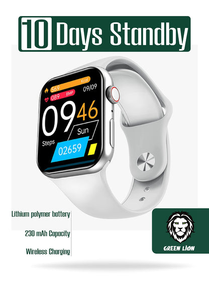 Green Lion Active Pro Smart Watch 10 Days Standby Time Double Tap Function Silicone Strap Included Always On Display Multiple NFC 64MB ROM Bluetooth V5.0 IP67 - Silver