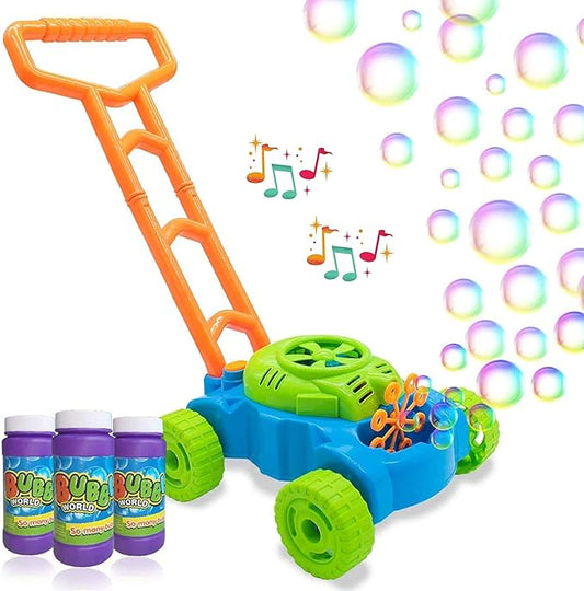 Mumfactory Bubble Mower for Toddlers, Kids Bubble Blower Machine Lawn, Outdoor Push Toys, Birthday Gifts for Preschool 3 4 5 6 7 8