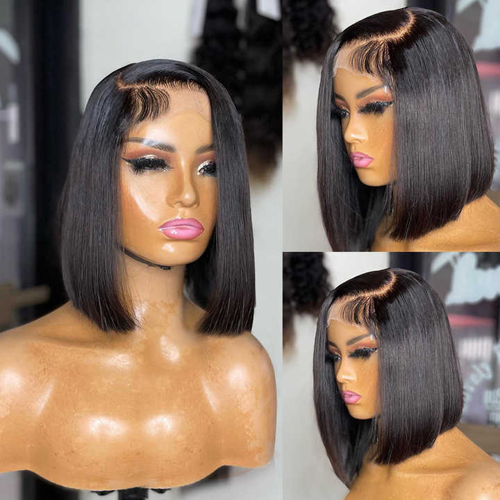 Wholesale Peruvian Short Bob Glueless Wigs Human Hair Lace Front Wigs For Black Women Straight Hd Lace Frontal Wigs Human Hair