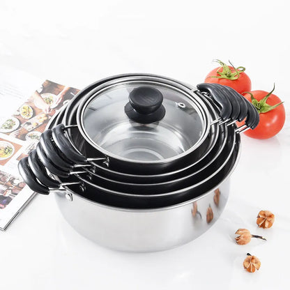 Kitchenware Cookware Multi-Purpose Cooker Stainless Steel Pot with Double Handle Soup Pot Stew Pot Steam Pot Set Milk Pot