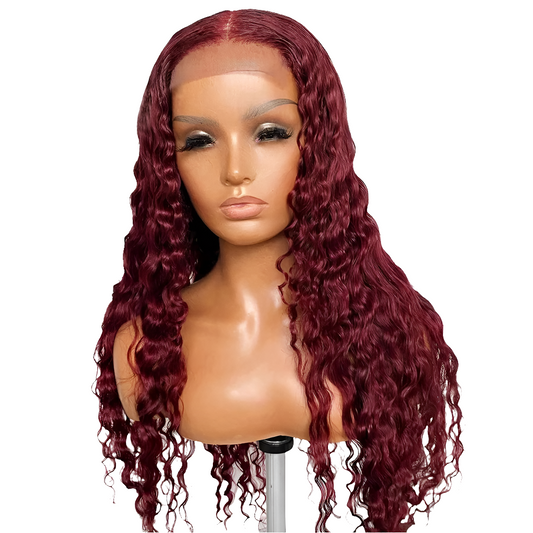 Dark Red Color Curly Wigs #99j Burgundy Colored 13*6 Lace Front Human Hair Wigs Lace Frontal 99JWigs Remy Brazilian For Women New Arrival Beauty.