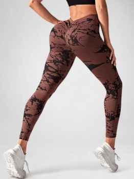 Tie Dye V-Neck Leggings (Red)