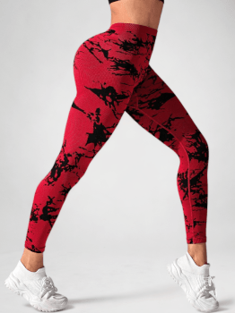 Tie Dye V-Neck Leggings (Red)